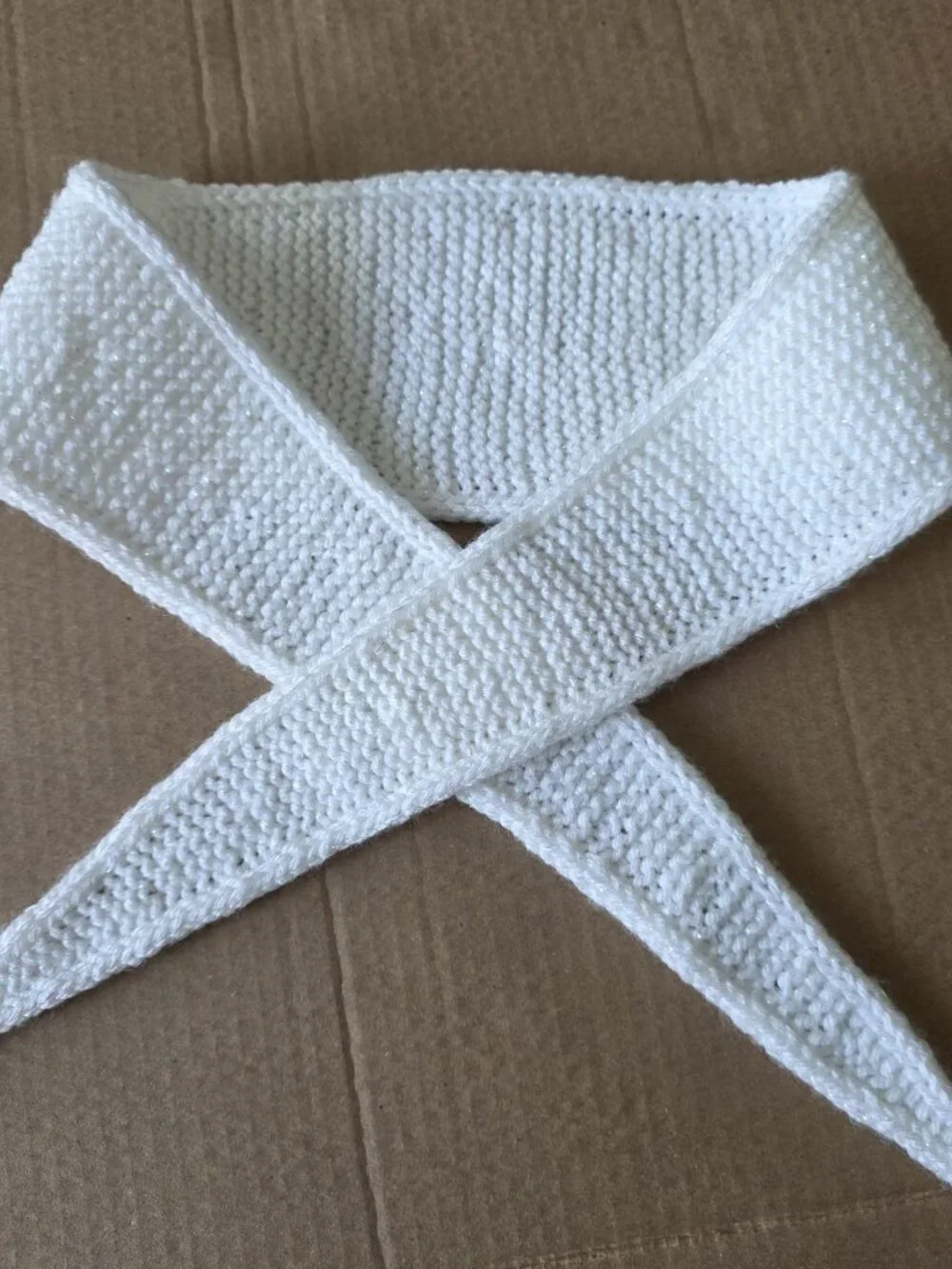 Sophie Scarf Classic Design Small Double Wrap Handmade Knitted Acrylic White